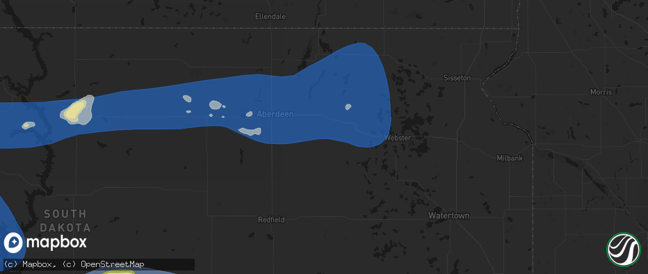 Hail map in Ferney, SD on July 25, 2026