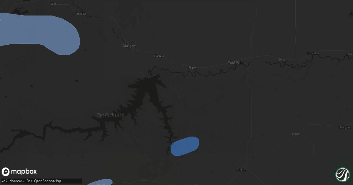 Hail map in Fort Peck, MT on July 25, 2026