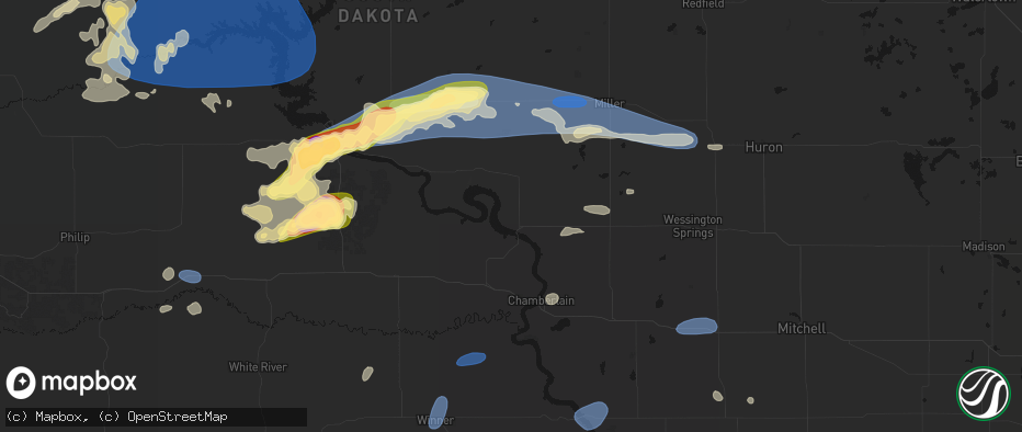 Hail map in Fort Thompson, SD on July 25, 2026