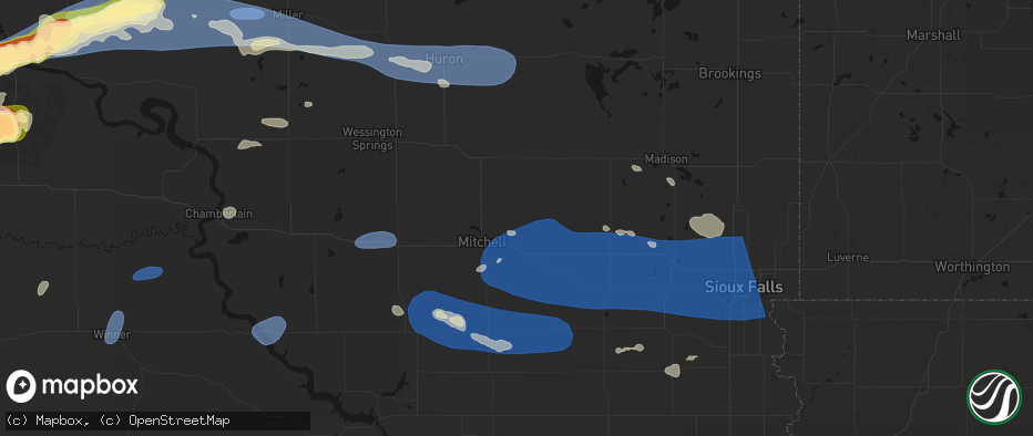 Hail map in Fulton, SD on July 25, 2026