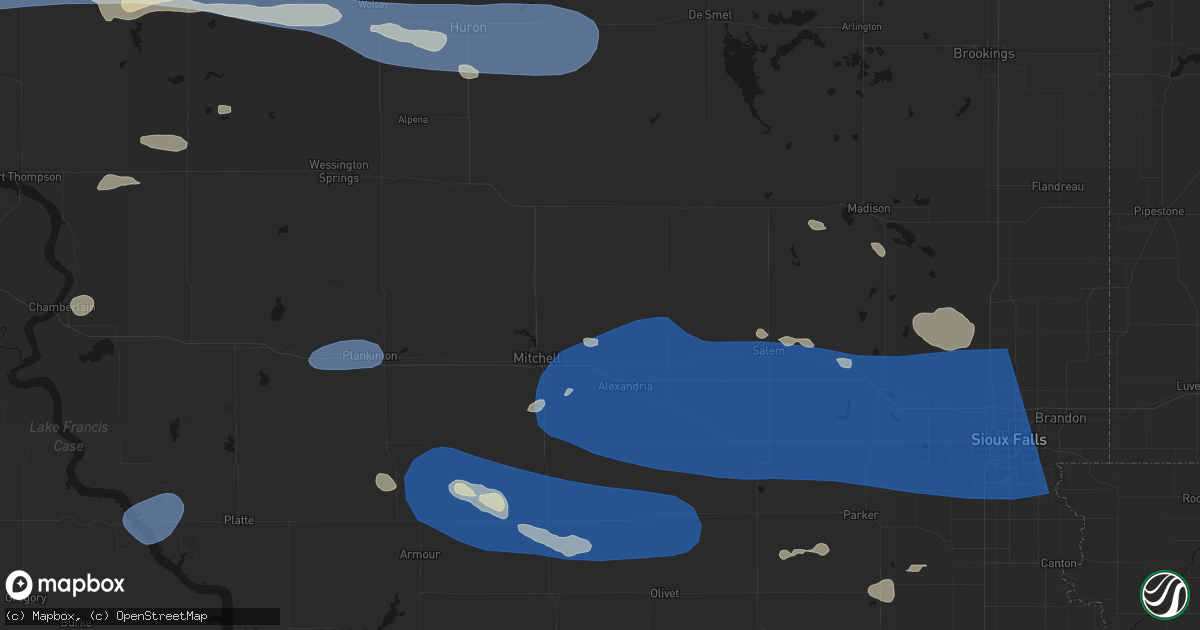 Hail map in Fulton, SD on July 25, 2026