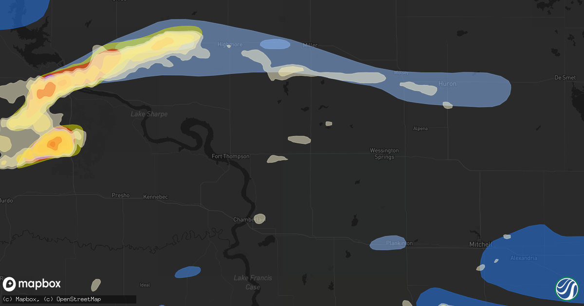 Hail map in Gann Valley, SD on July 25, 2026