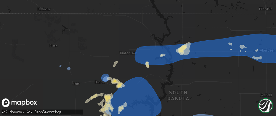 Hail map in Glencross, SD on July 25, 2026