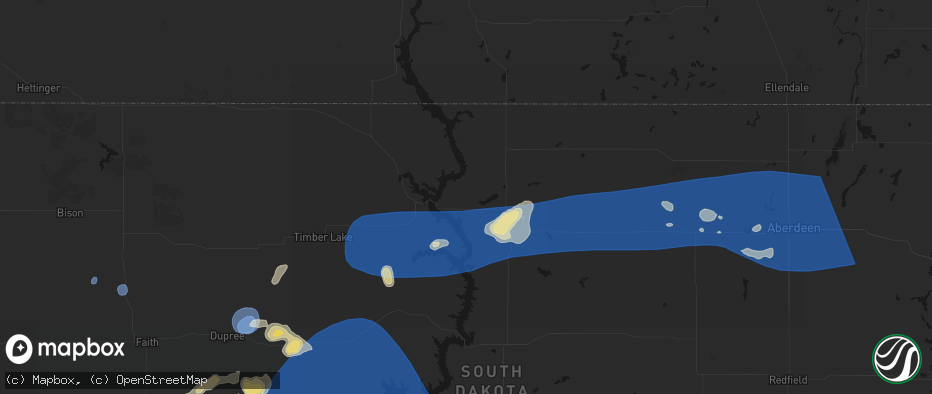 Hail map in Glenham, SD on July 25, 2026