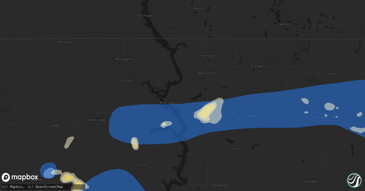 Hail map in Glenham, SD on July 25, 2026