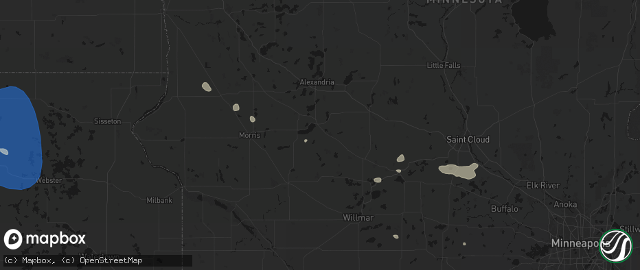 Hail map in Glenwood, MN on July 25, 2026