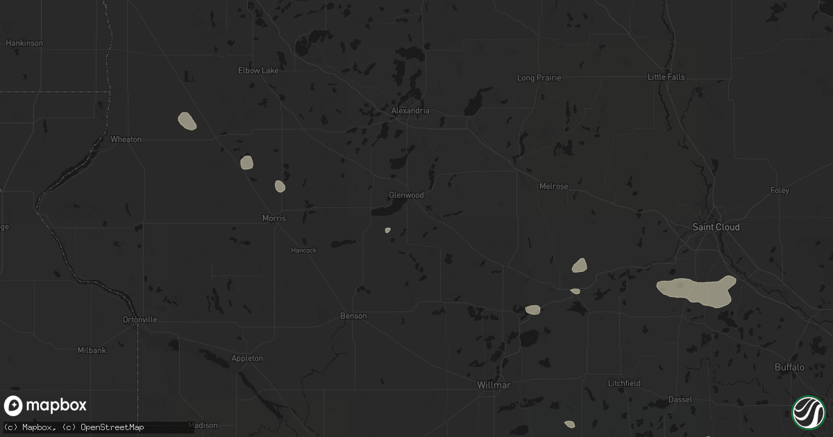Hail map in Glenwood, MN on July 25, 2026