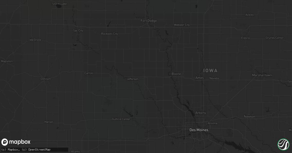 Hail map in Grand Junction, IA on July 25, 2026