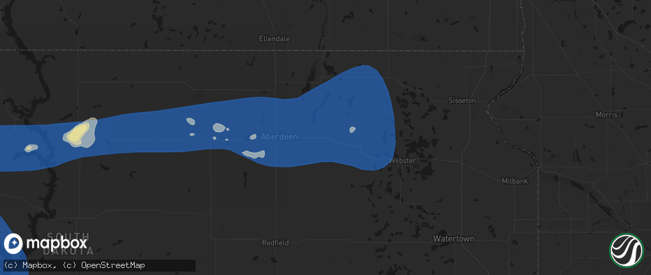 Hail map in Groton, SD on July 25, 2026