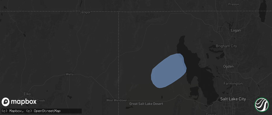 Hail map in Grouse Creek, UT on July 25, 2026