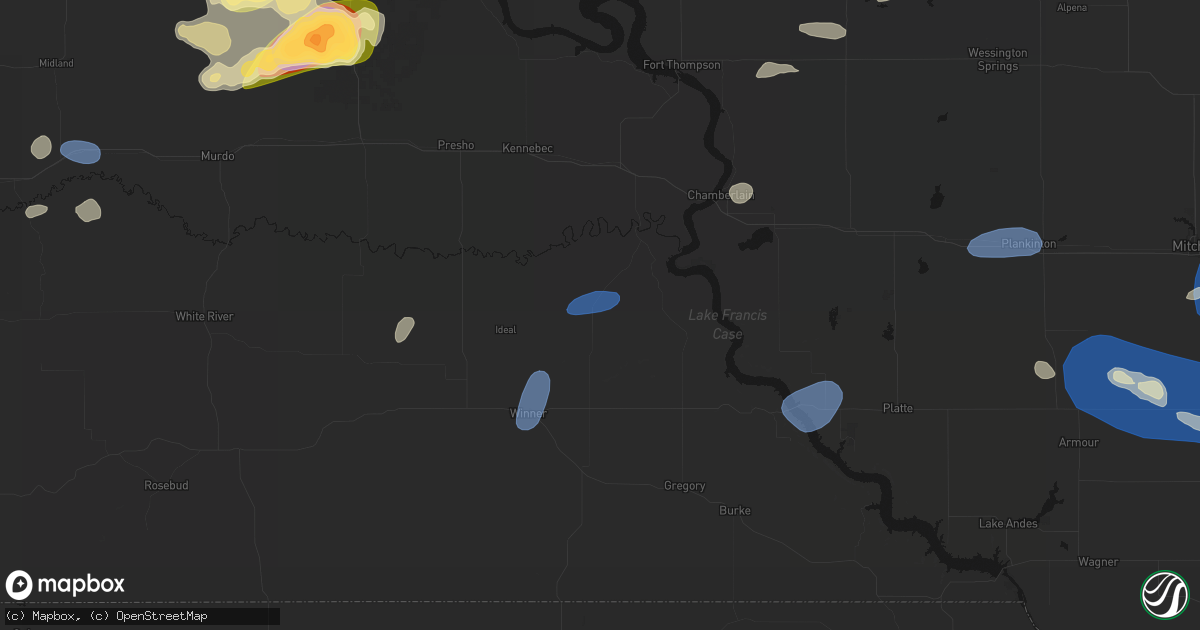 Hail map in Hamill, SD on July 25, 2026