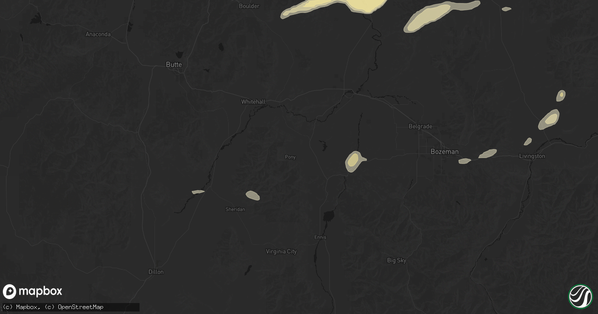 Hail map in Harrison, MT on July 25, 2026