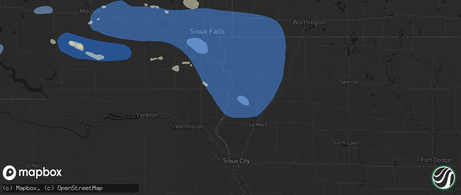 Hail map in Hawarden, IA on July 25, 2026