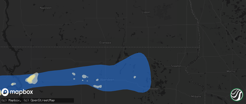 Hail map in Hecla, SD on July 25, 2026