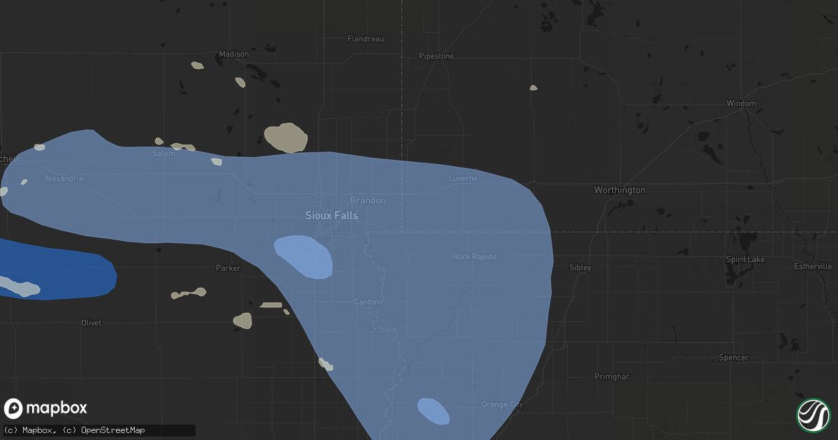 Hail map in Hills, MN on July 25, 2026