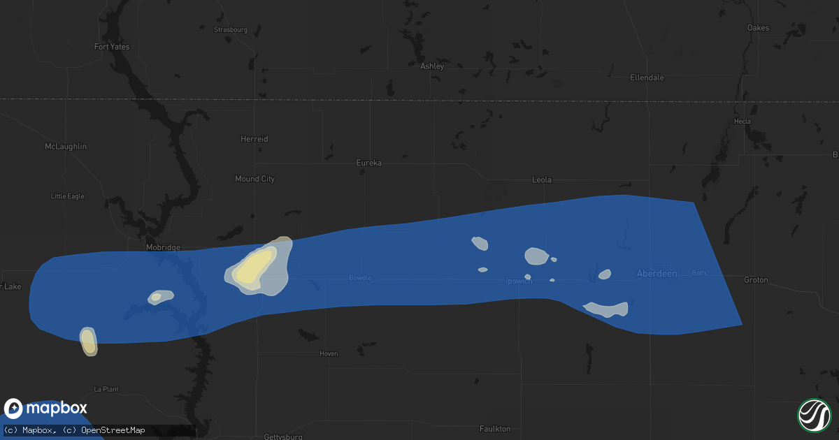 Hail map in Hosmer, SD on July 25, 2026