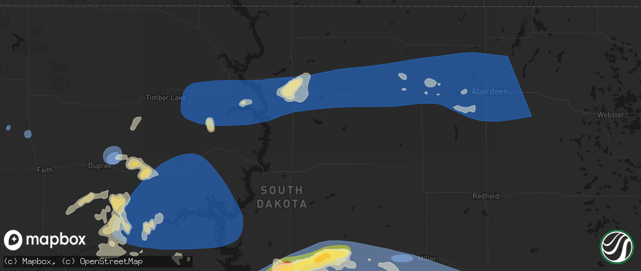 Hail map in Hoven, SD on July 25, 2026