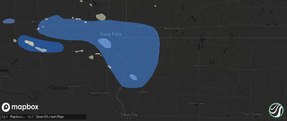 Hail map in Hull, IA on July 25, 2026