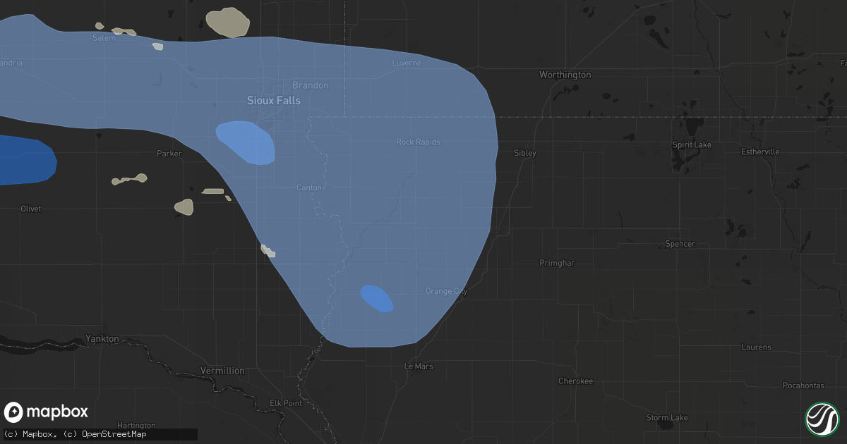 Hail map in Hull, IA on July 25, 2026