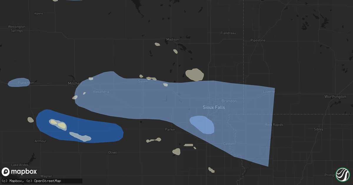 Hail map in Humboldt, SD on July 25, 2026