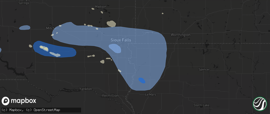 Hail map in Inwood, IA on July 25, 2026