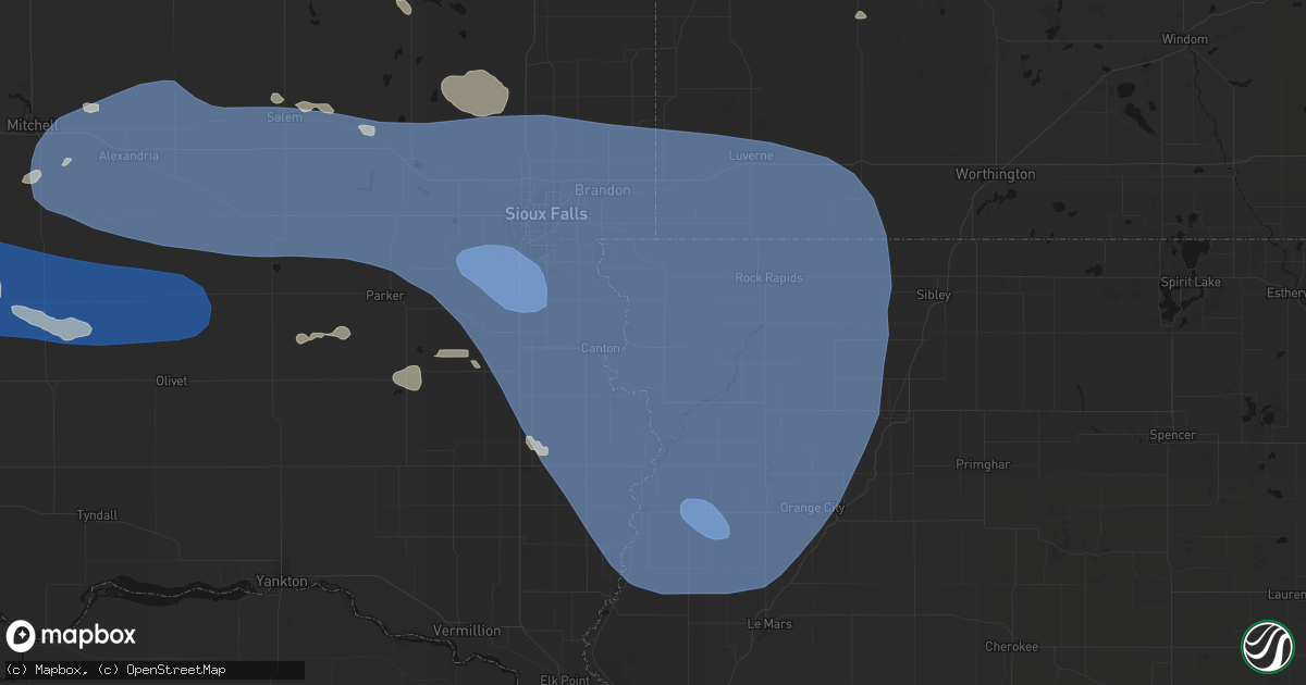 Hail map in Inwood, IA on July 25, 2026