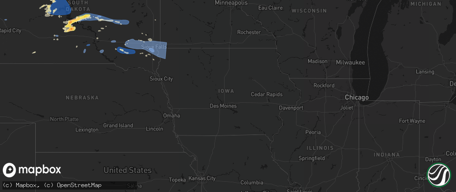 Hail map in Iowa on July 25, 2026