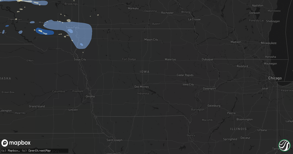 Hail map in Iowa on July 25, 2026