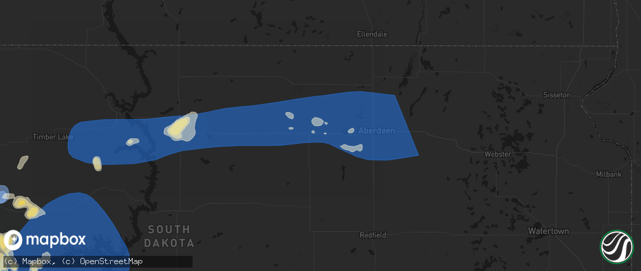 Hail map in Ipswich, SD on July 25, 2026