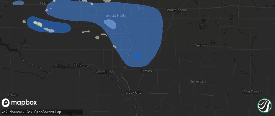 Hail map in Ireton, IA on July 25, 2026