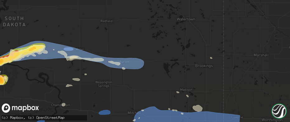 Hail map in Iroquois, SD on July 25, 2026