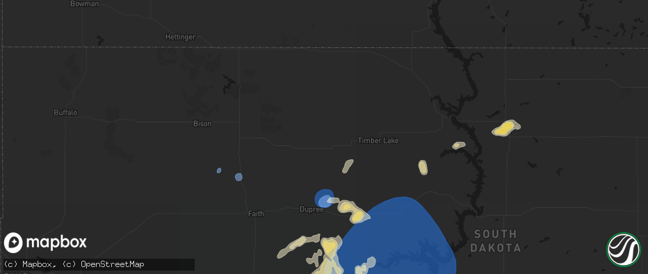 Hail map in Isabel, SD on July 25, 2026