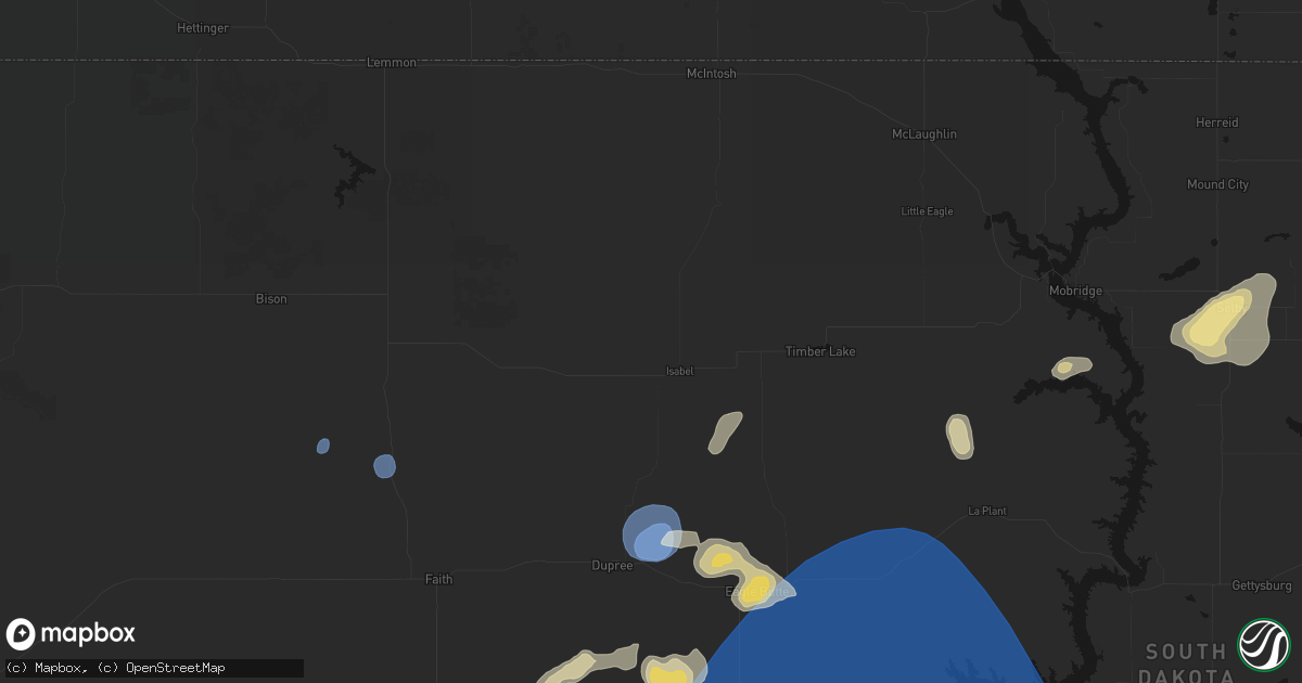 Hail map in Isabel, SD on July 25, 2026