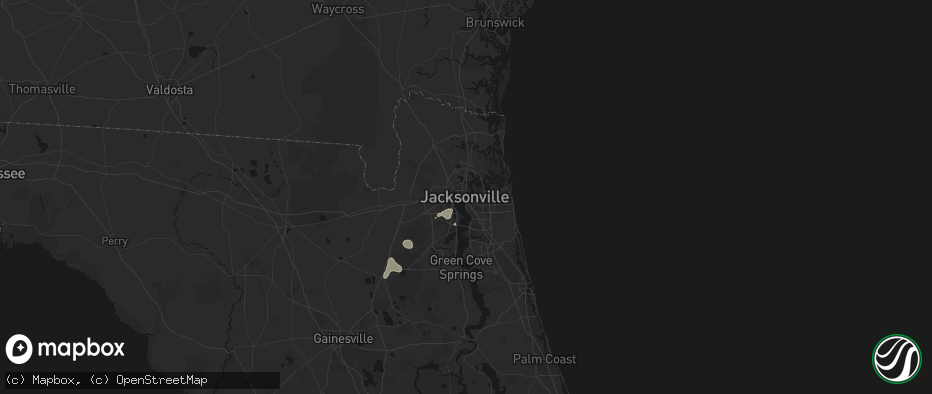 Hail map in Jacksonville, FL on July 25, 2026