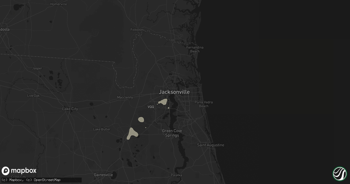 Hail map in Jacksonville, FL on July 25, 2026