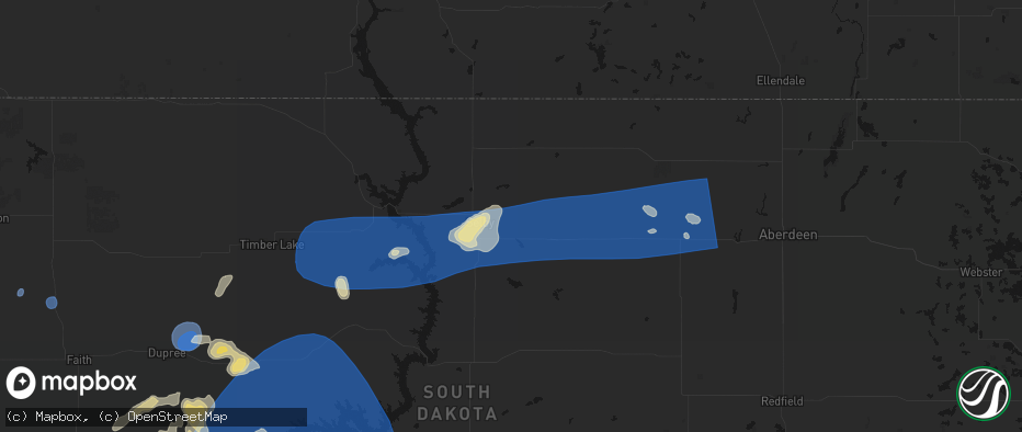 Hail map in Java, SD on July 25, 2026