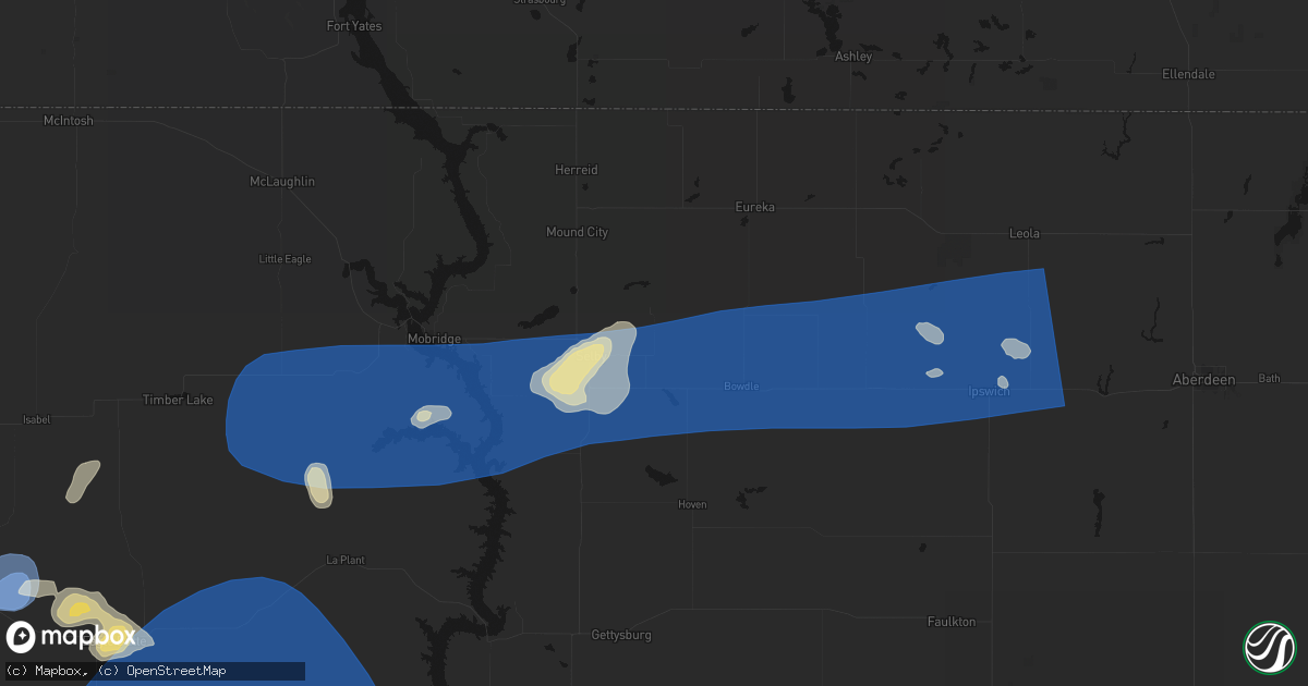 Hail map in Java, SD on July 25, 2026