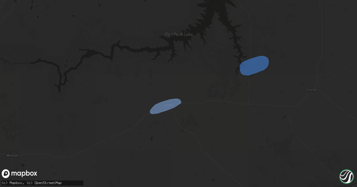Hail map in Jordan, MT on July 25, 2026