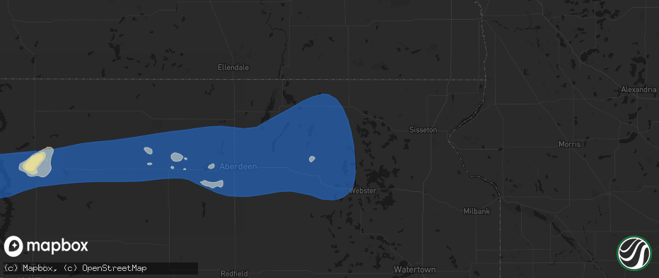 Hail map in Langford, SD on July 25, 2026