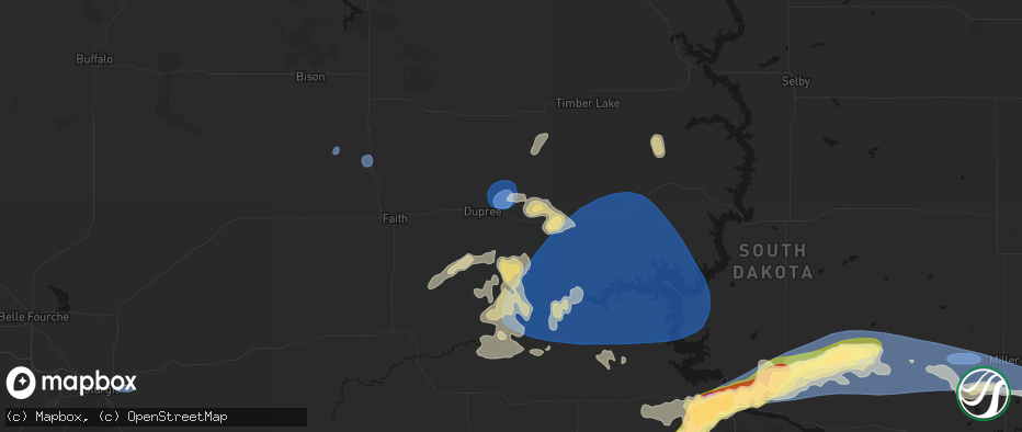 Hail map in Lantry, SD on July 25, 2026