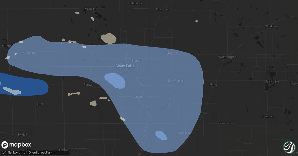 Hail map in Larchwood, IA on July 25, 2026