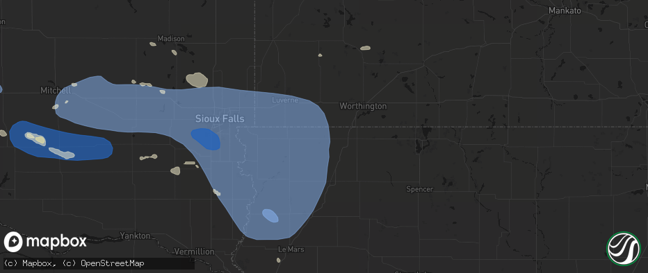 Hail map in Little Rock, IA on July 25, 2026