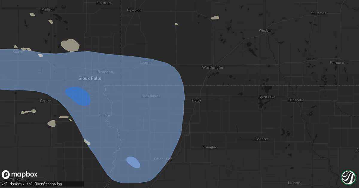 Hail map in Little Rock, IA on July 25, 2026