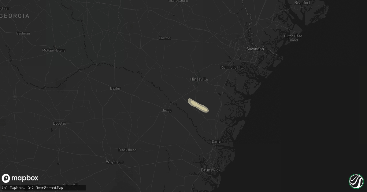 Hail map in Ludowici, GA on July 25, 2026