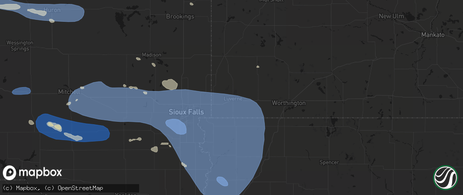 Hail map in Luverne, MN on July 25, 2026