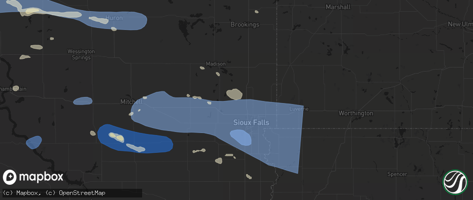 Hail map in Lyons, SD on July 25, 2026