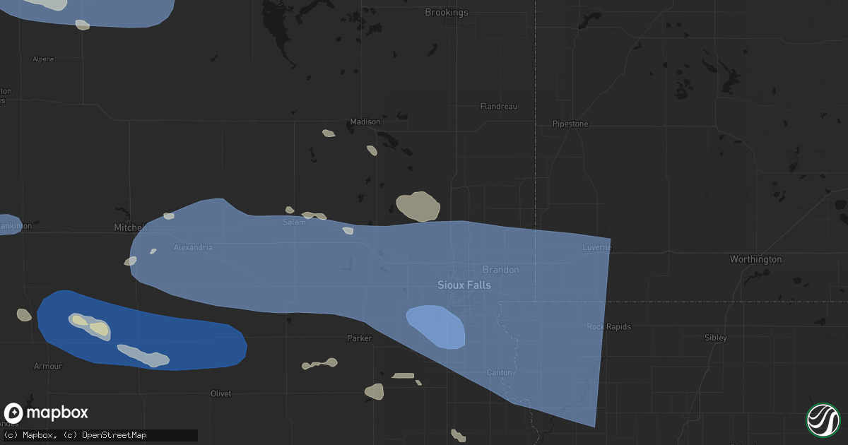Hail map in Lyons, SD on July 25, 2026