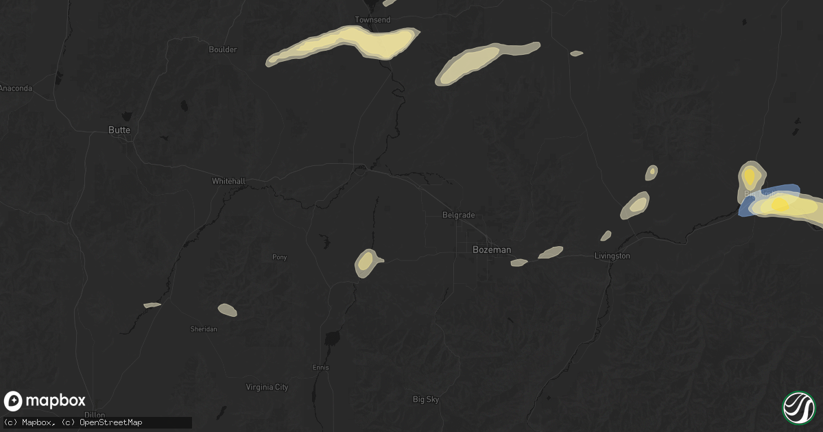 Hail map in Manhattan, MT on July 25, 2026