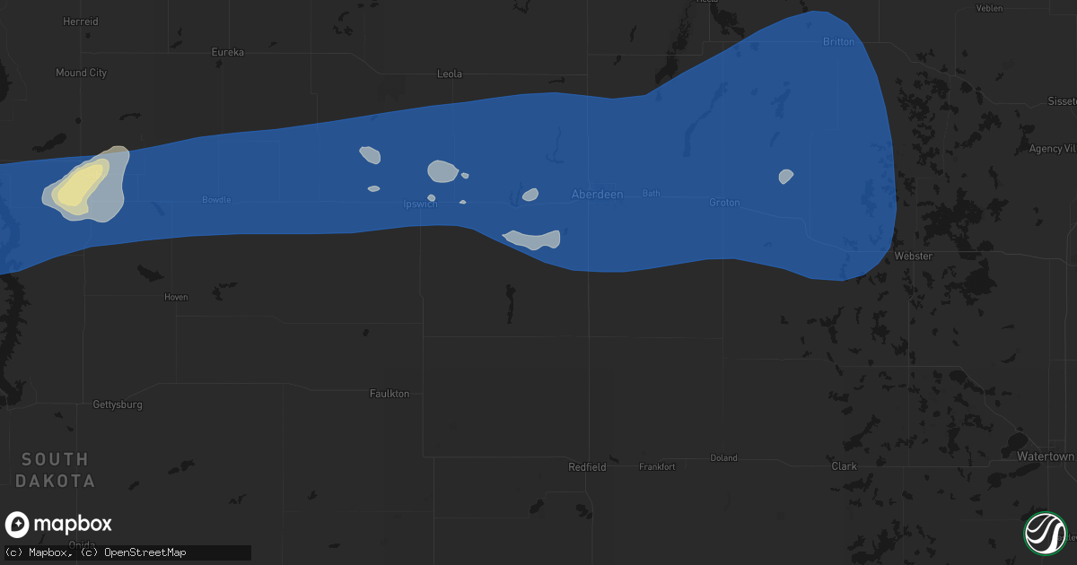 Hail map in Mansfield, SD on July 25, 2026