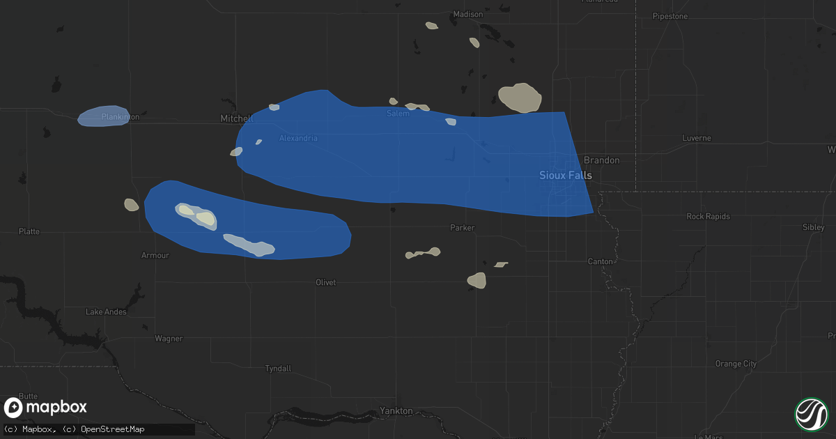 Hail map in Marion, SD on July 25, 2026